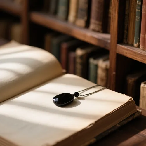 Close-up of obsidian beads aligned seamlessly with magnetic clasps