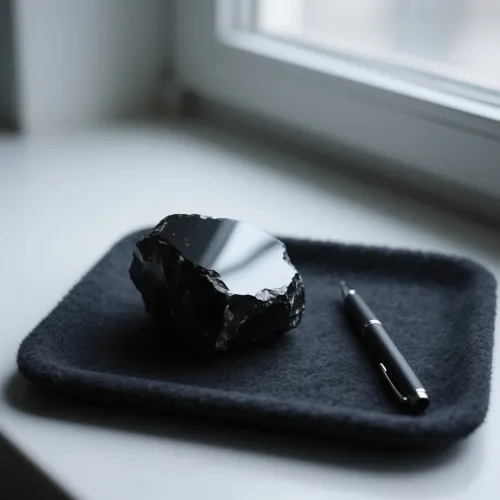 Obsidian jewelry contrasting polished and rough textures