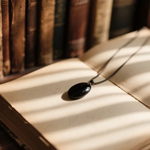 Obsidian jewelry transforming appearance under natural vs artificial light