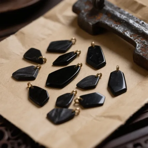 Obsidian ornaments interacting with candlelight and holiday lights