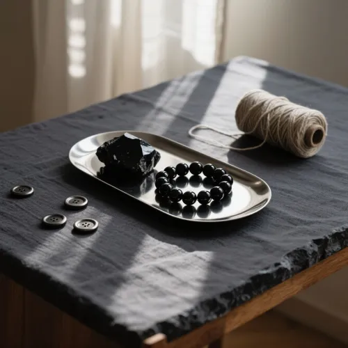 Obsidian sphere near compass showing magnetic response