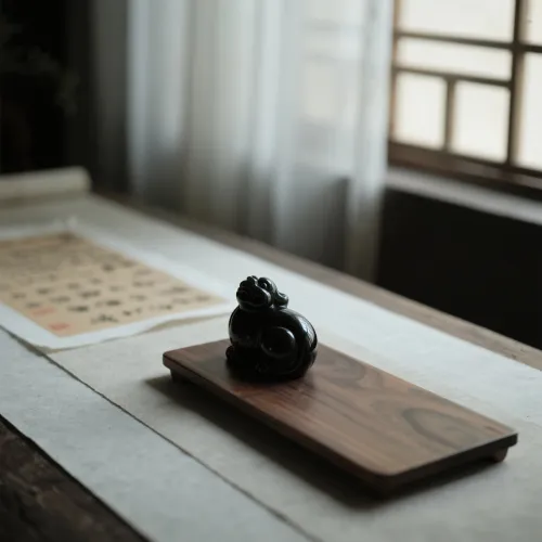 Person holding obsidian sphere with reflective light