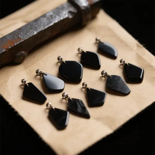 Snowflake obsidian in evergreen wreath arrangements