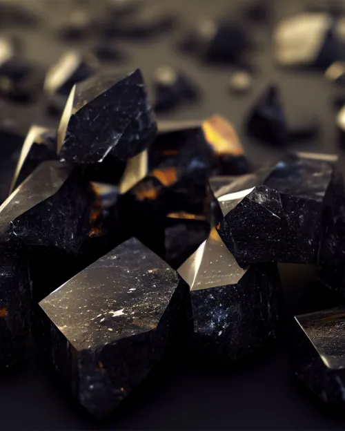 Sunlight illuminating obsidian edges creating fiery reflections